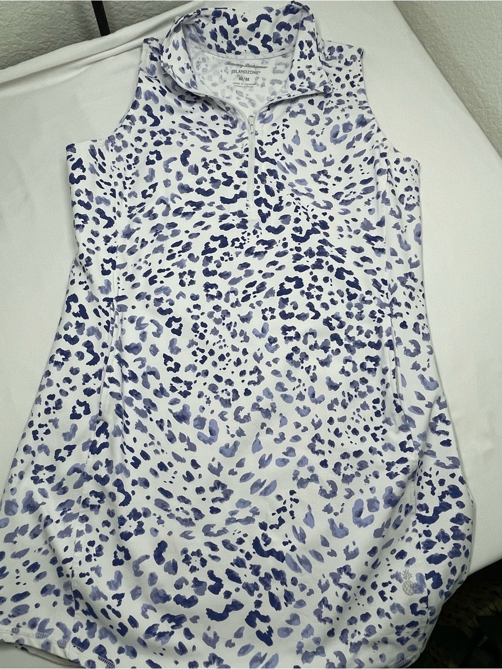 Tommy Bahama IslandZone Golf Dress Blue Leopard Print Stretch - Picture 6 of 10